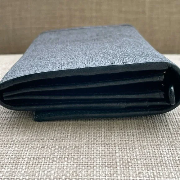 BVLGARI Clutch Bag Black Canvas Leather Long Bifold Wallet Authentic BVLGARI - Picture 7 of 12